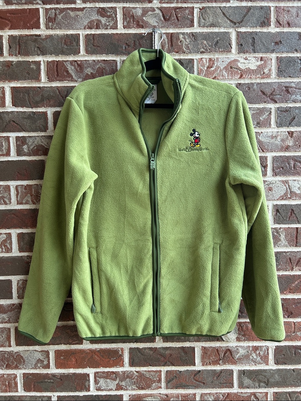 Disney Parks Men's olive Green Fleece Jacket with Mickey Embroidery